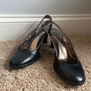 DKNY black sling backs